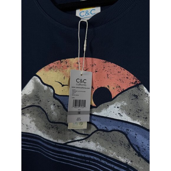 C&C California Women's 1X Navy Sweatshirt with Graphic Print - Picture 6 of 12